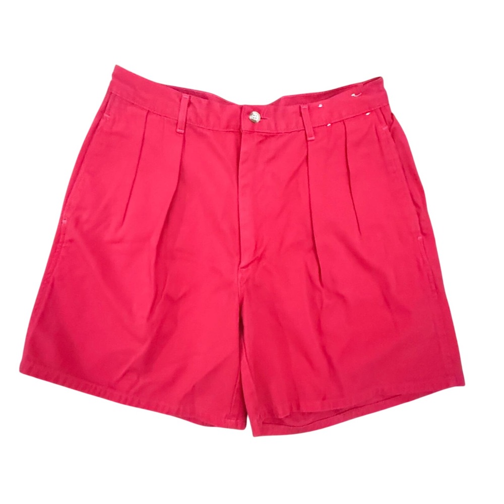 Vintage 80s Polo Ralph Lauren Mens Red Pleated Shorts USA Made Size 32 Cotton